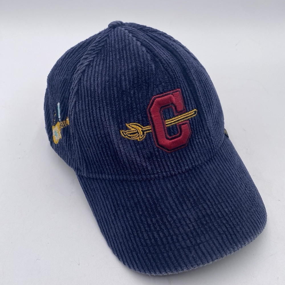 Reference Cleveland Indianiers Hat Navy Blue Corduroy Strapback Adjustable VGC
